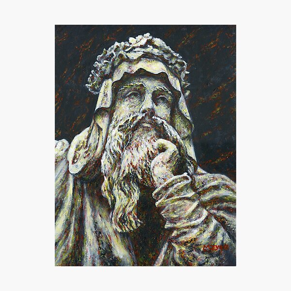 Druid stone sculpture painting, Croome Park Photographic Print