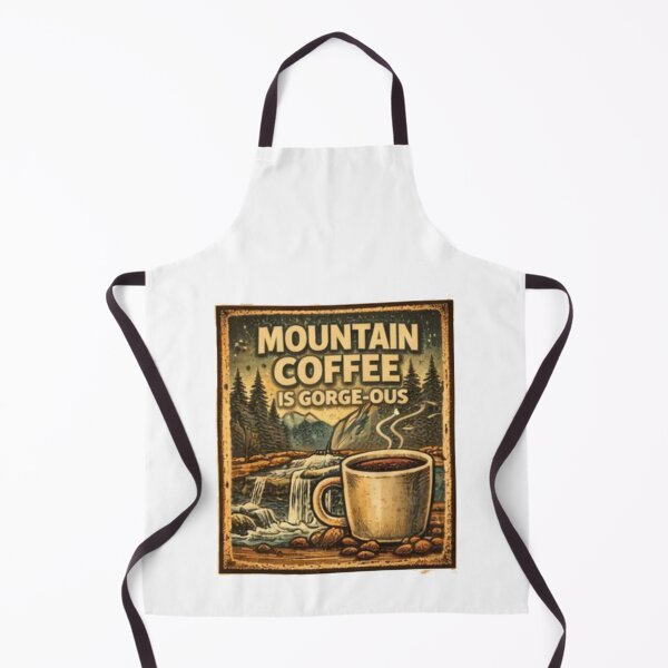 Item preview, Mountain Coffee is Gorge-ous Vintage-Style Coffee Poster Illustration designed and sold by AmaroWheels.