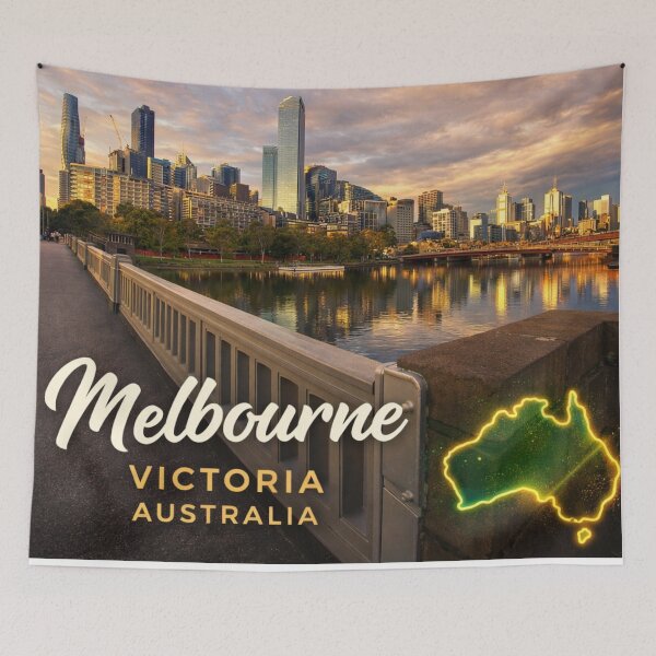 Item preview, Golden Reflections — Melbourne on the Yarra designed and sold by SmashedApples.