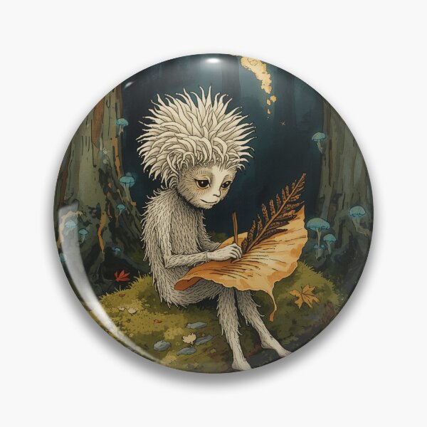 Item preview, Lion's Mane Archivist Folk Art / Forest Fungi Illustration designed and sold by PictorialWhimsy.