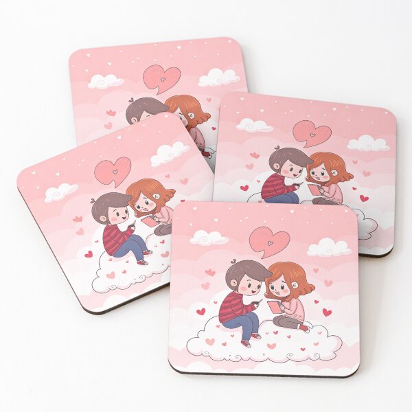 Item preview, Cute Valentine Day Couple on Clouds | Romantic Cartoon Love Art designed and sold by A1MarketDesigne.