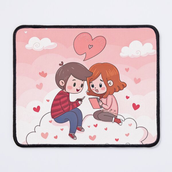 Item preview, Cute Valentine Day Couple on Clouds | Romantic Cartoon Love Art designed and sold by A1MarketDesigne.