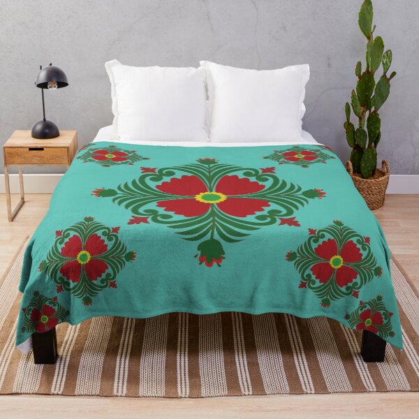 Item preview, Thai Floral Geometry on Turquoise Background designed and sold by OIL Pattern Design .