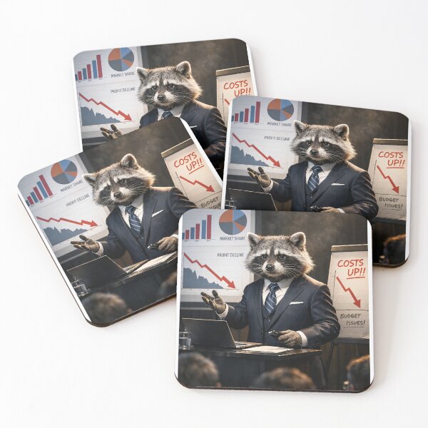 Item preview, Corporate Raccoon – Business Meeting Satire Art designed and sold by MirAgency.