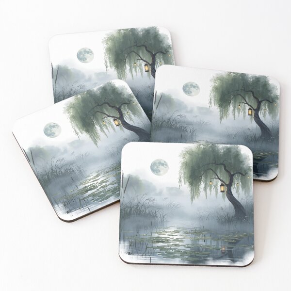 Item preview, Twilight Marsh Landscape with Floating Lights & Lily Pads designed and sold by catcurio.