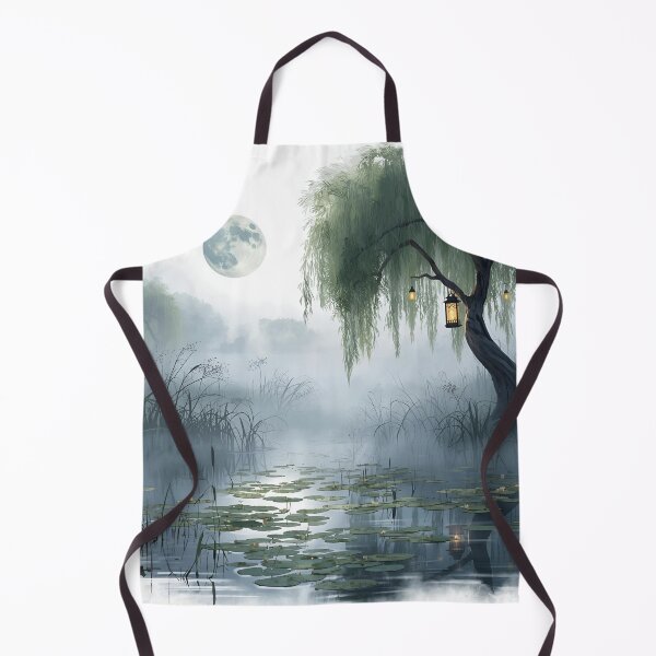 Item preview, Twilight Marsh Landscape with Floating Lights & Lily Pads designed and sold by catcurio.