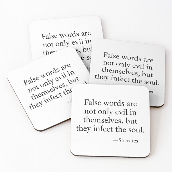 Item preview, False Words Infect the Soul – Socrates Quote Minimalist T-Shirt (Black Font) designed and sold by TshirtsLabs.