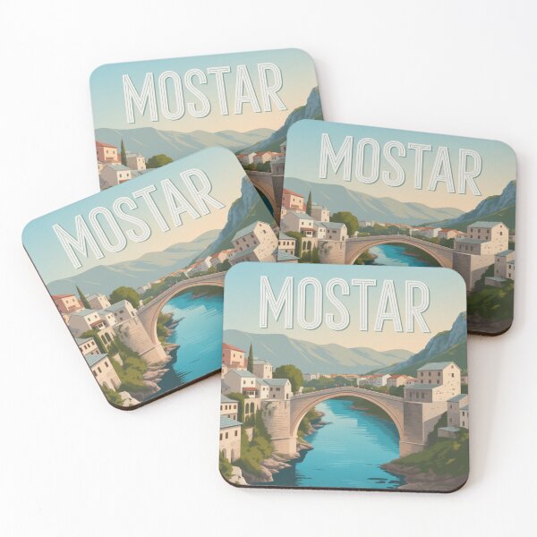 Item preview, Mostar Bosnia Travel Art – Stari Most Old Bridge Illustration designed and sold by Timeless Design.