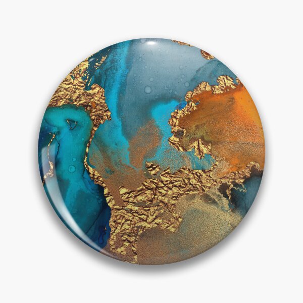 Artikelvorschau, Aquarell-Türkis-Aqua-Rost-Orange und Gold, moderne abstrakte Galaxie entworfen und verkauft von PixDezines.