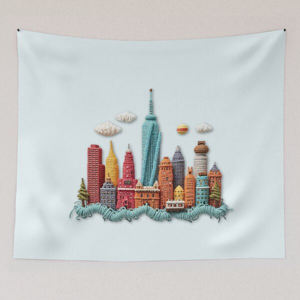 Item preview, Yarnscape – Faux Yarn Crocheted City Skyline designed and sold by Festive Bug.