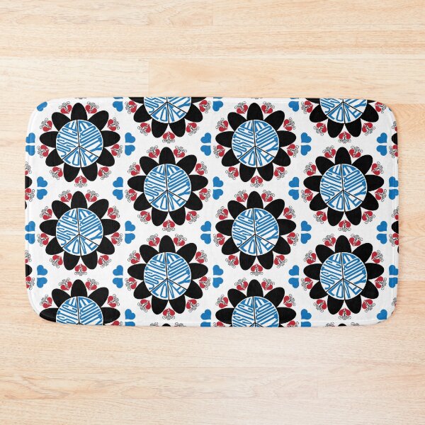 Item preview, Black Blue Peace Love Justice Equity Flower with Red Broken Hearts on White designed and sold by Digitalmyth's Designs.