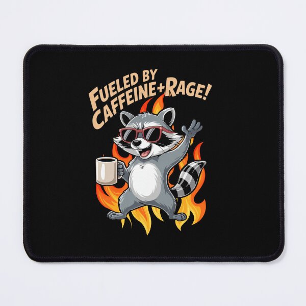 Item preview, Fueled By Caffeine and Rage Funny Raccoon Coffee Meme Tee Angry Morning Animal For Caffeine Lover Gift Graphic Tee designed and sold by MotivaChic.