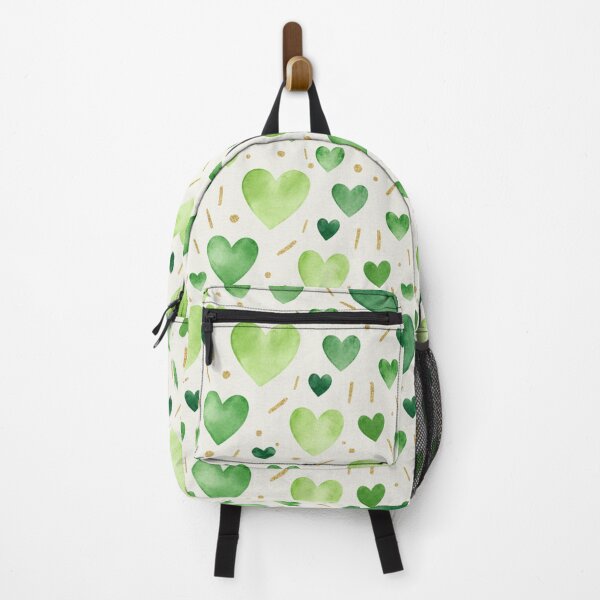 Item preview, Green Watercolor Hearts Pattern with Gold Accents designed and sold by DraftNDreamShop.
