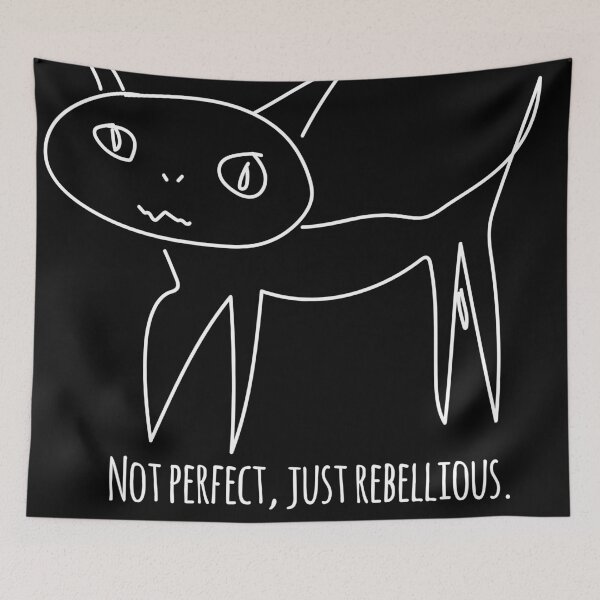 Item preview, Not perfect, just rebellious – sketchy cat designed and sold by MeanType.