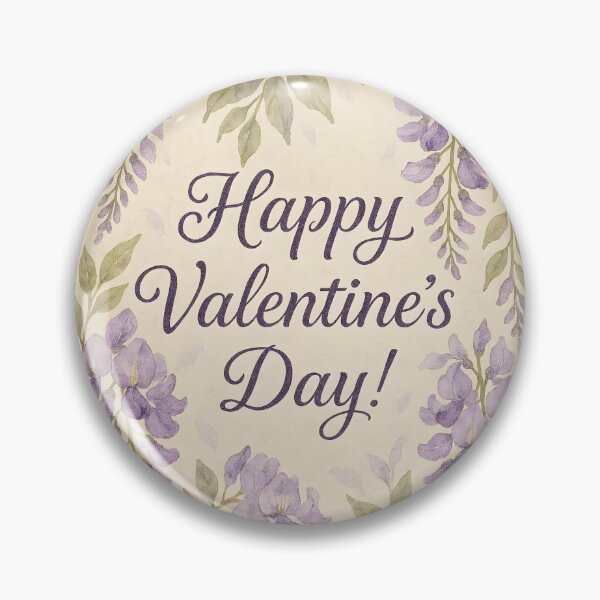 Item preview, Happy Valentine’s Day – Wisteria Watercolor Border on Vintage Paper designed and sold by EmeraldeaArt.