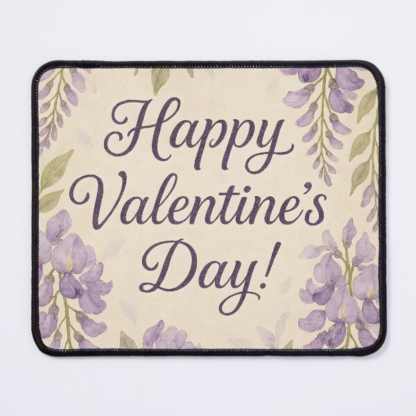 Item preview, Happy Valentine’s Day – Wisteria Watercolor Border on Vintage Paper designed and sold by EmeraldeaArt.