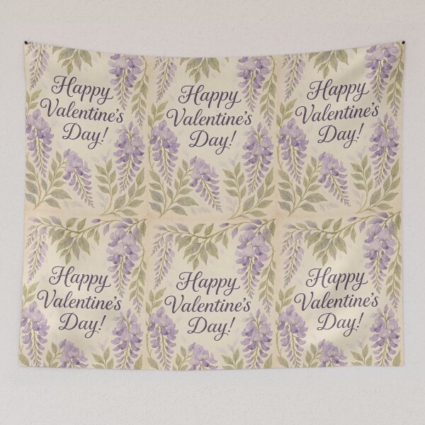 Item preview, Happy Valentine’s Day – Wisteria Watercolor Border on Vintage Paper designed and sold by EmeraldeaArt.