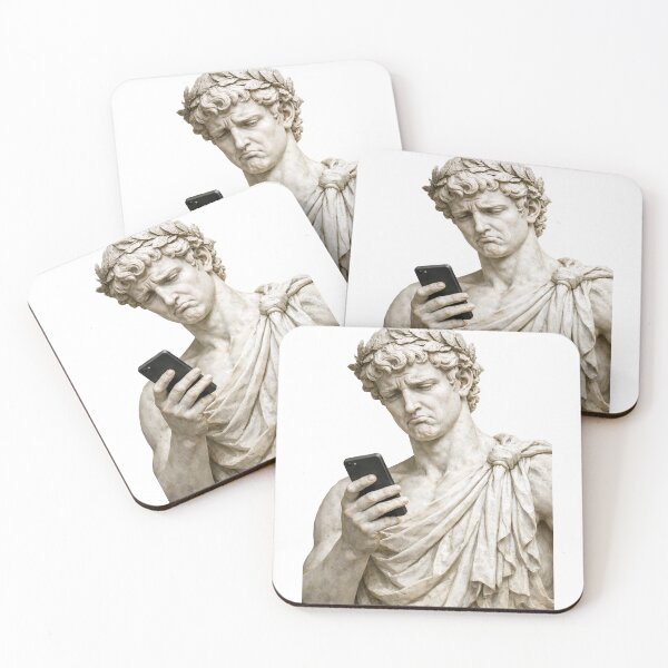 Item preview, Ancient Statue Checking Phone – Modern Absurd Humor Art designed and sold by MirAgency.
