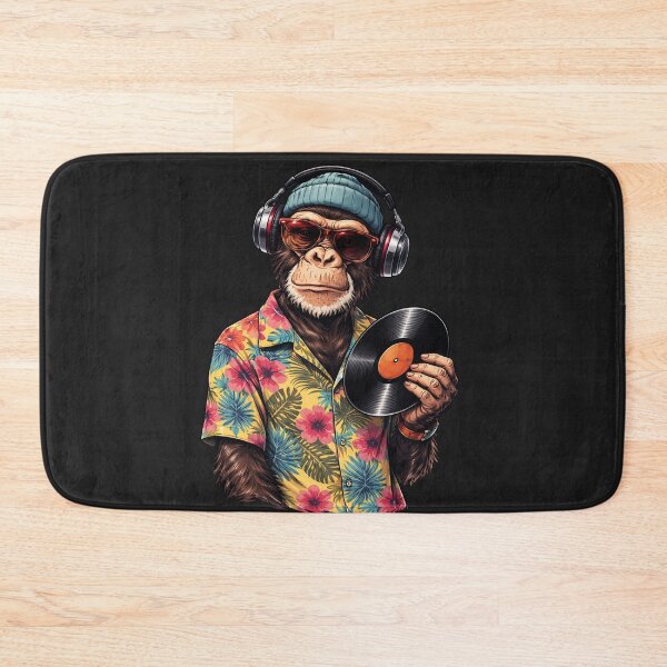 Item preview, Ultra Cool Chimpanzee DJ with Headphones & Vinyl – Tropical Streetwear Music Lover Art designed and sold by ColorSplash123.