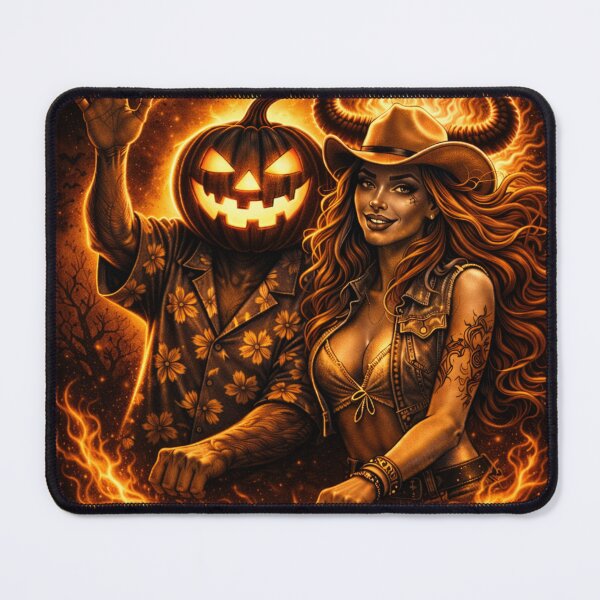 Item preview, Headless Horseman Carnival Ride with Fire Demon Muse – Monochrome Scratchboard Art designed and sold by TheHorsemanRidesAgain.
