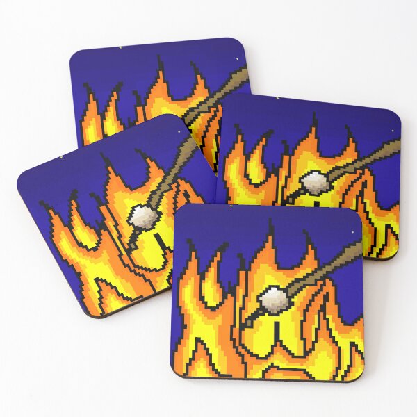 Item preview, Roasting marshmallows cute camping pixel art designed and sold by mellowmornings.