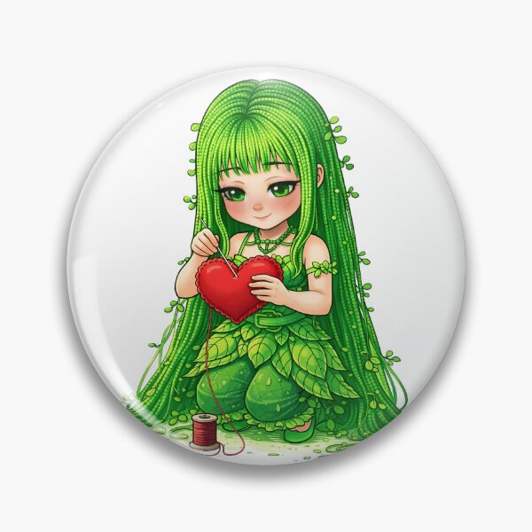 Item preview, Neveedah Jafri Knitting Love Character green leaves chibi moss grass girl designed and sold by NeveedahJafri.