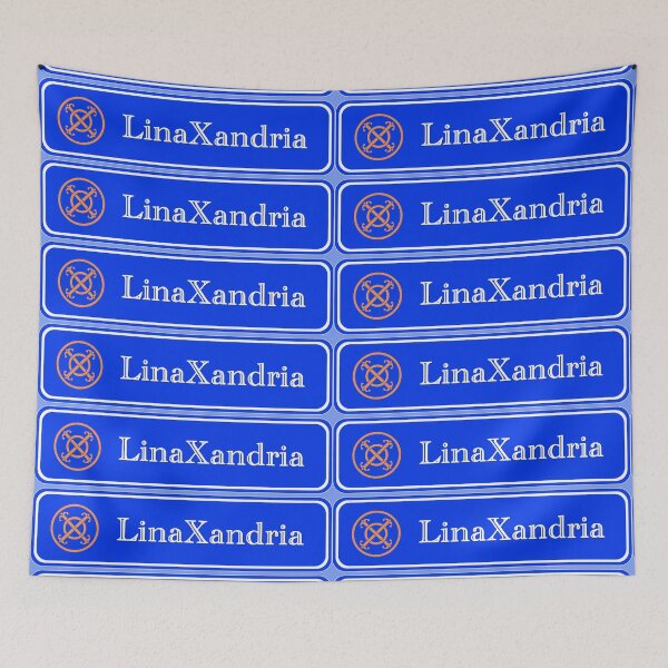 Item preview, LinaXandria - Logo, w. name, horizontal, Light Blue background designed and sold by LinaXandria.