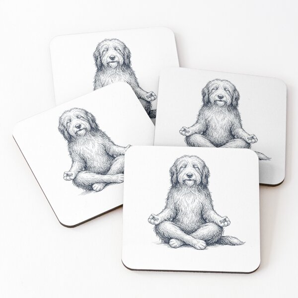 Item preview, Vintage Bearded Collie Yoga Meditation Dog Mom Dad designed and sold by DoodleTortle.