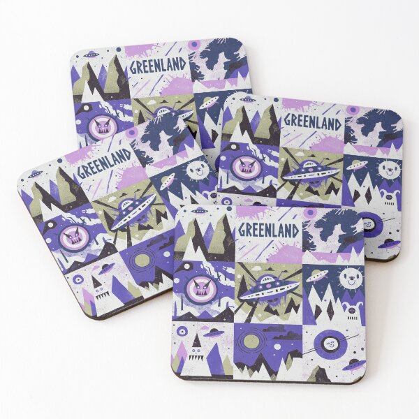 Item preview, Greenland Cosmic Mystery Purple UFO Grid Art designed and sold by zzz888.