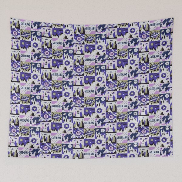 Item preview, Greenland Cosmic Mystery Purple UFO Grid Art designed and sold by zzz888.