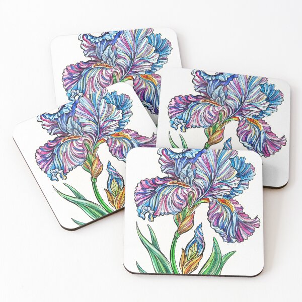 Item preview, Vibrant Lined Iris Watercolor Sketch Art designed and sold by Shevi.