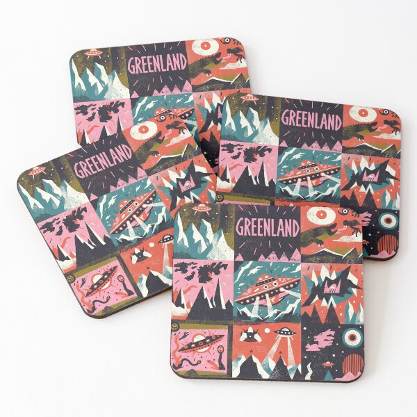Item preview, Greenland Retro UFO Arctic Mystery Grid Art designed and sold by zzz888.