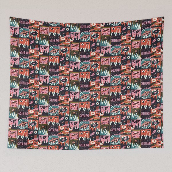 Item preview, Greenland Retro UFO Arctic Mystery Grid Art designed and sold by zzz888.