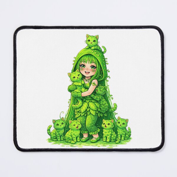 Item preview, Neveedah Jafri kitty cat Character green moss leaves grass girl designed and sold by NeveedahJafri.