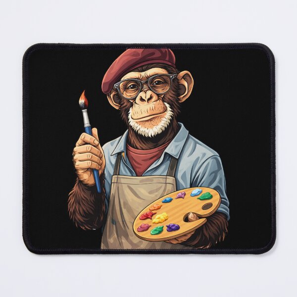Item preview, Creative Painter Chimpanzee with Beret – Artistic Lifestyle Animal Art designed and sold by ColorSplash123.