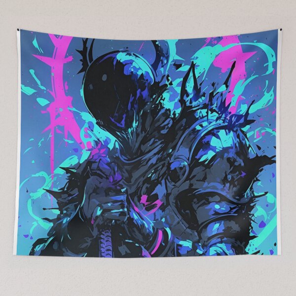 Item preview, Neon Abyss Knight – Cyber Dark Fantasy Warrior Art designed and sold by Dyan4.