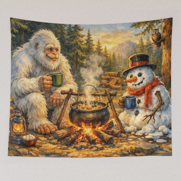 Item preview, Bigfoot and Snowman Cooking Soup designed and sold by M-Y-A-R-T-.