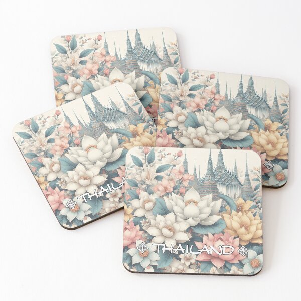 Item preview, Sacred Temples Adorned with Thai Flower Patterns designed and sold by Vanich-Panich.