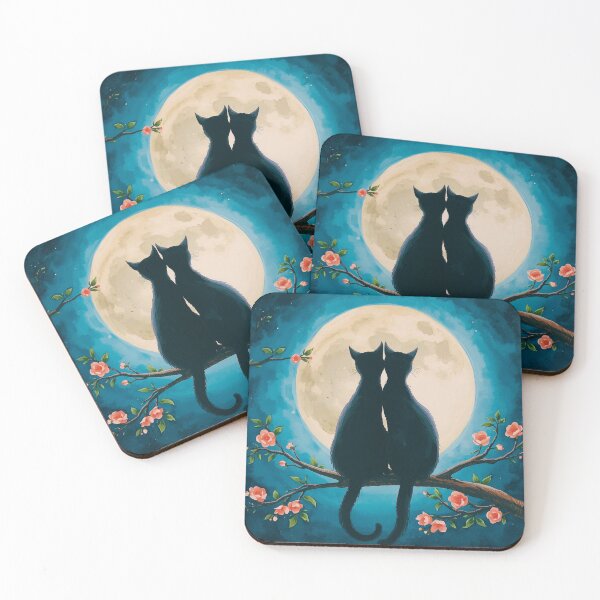 Item preview, Two Black Cats And The Moon designed and sold by ByNicoleSara.