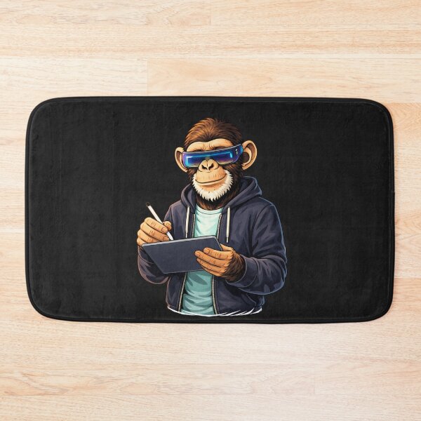 Item preview, Smart Tech Monkey with Tablet – Futuristic Digital Lifestyle Animal Art designed and sold by ColorSplash123.