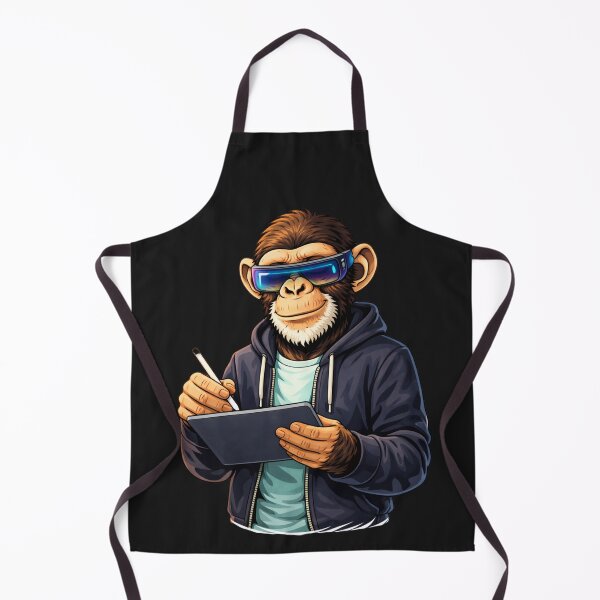 Item preview, Smart Tech Monkey with Tablet – Futuristic Digital Lifestyle Animal Art designed and sold by ColorSplash123.
