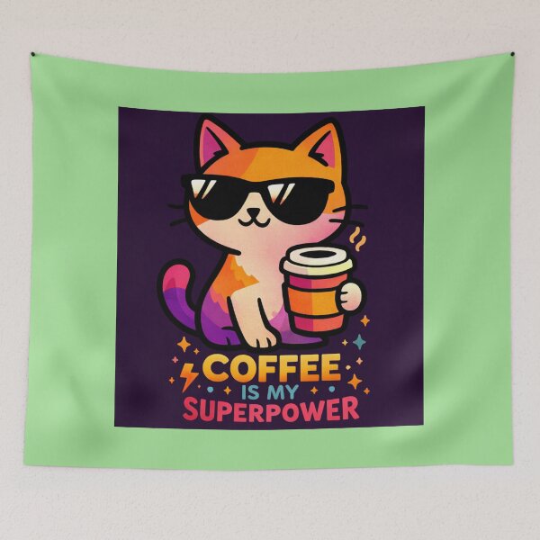 Item preview, Cool cat-Coffee is my super power  designed and sold by NB-Artmagic.