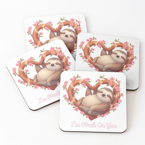 Item preview, Sweet Sloth Hanging on Heart Tree - I'm Stuck On You designed and sold by LowBattery Social Club.