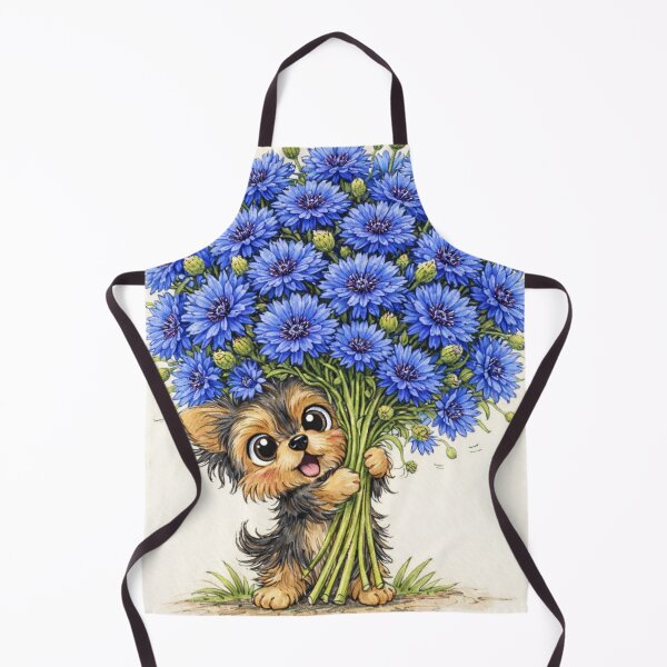 Item preview, Yorkie with Blue Cornflowers – Cute Yorkshire Terrier Art designed and sold by Darlin8888.