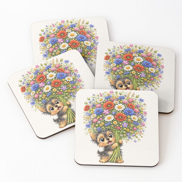 Item preview, Yorkie with Wildflowers – Cute Yorkshire Terrier Floral Art designed and sold by Darlin8888.