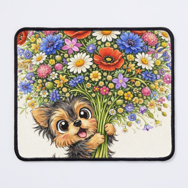 Item preview, Yorkie with Wildflowers – Cute Yorkshire Terrier Floral Art designed and sold by Darlin8888.