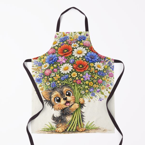Item preview, Yorkie with Wildflowers – Cute Yorkshire Terrier Floral Art designed and sold by Darlin8888.