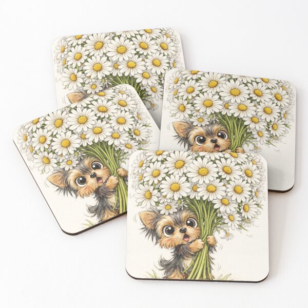 Item preview, Yorkie with Daisies – Cute Yorkshire Terrier Flower Art designed and sold by Darlin8888.