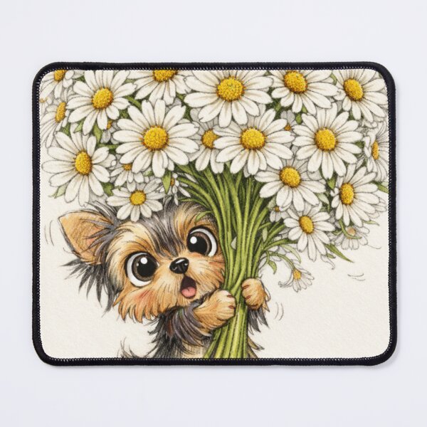 Item preview, Yorkie with Daisies – Cute Yorkshire Terrier Flower Art designed and sold by Darlin8888.