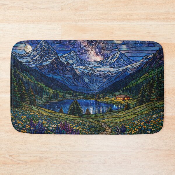 Artikelvorschau, Die Schweizer Alpen bei Nacht – Glasmalerei entworfen und verkauft von ArtStore-EC.